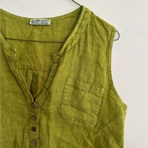 100% Linen Sleeveless Button Front Top